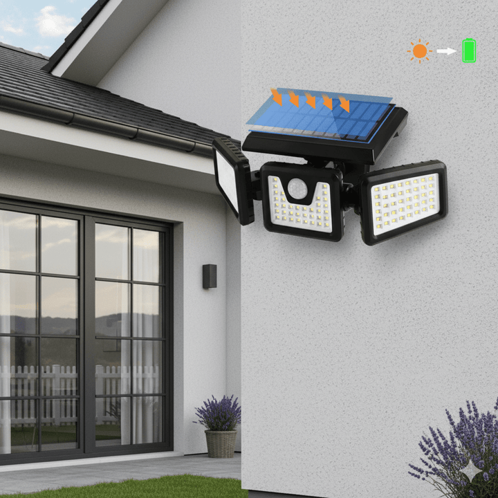 Lisslune | SOLARMAX – 360° Rotating Triple Head Solar Security Wall Light