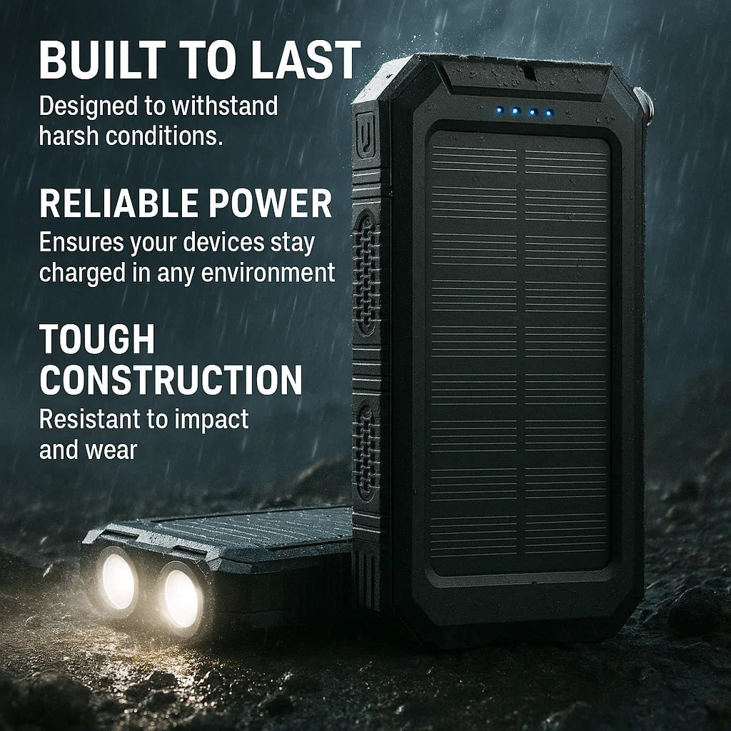Lisslune | SOLARVAULT – Waterproof Solar Power Bank with 500000mAh for Outdoor Adventures