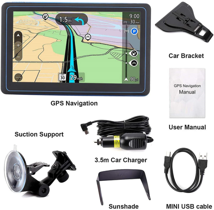 Lisslune | 7" GPS Navigation System – 2025 Upgraded Sat Nav for Cars & Trucks