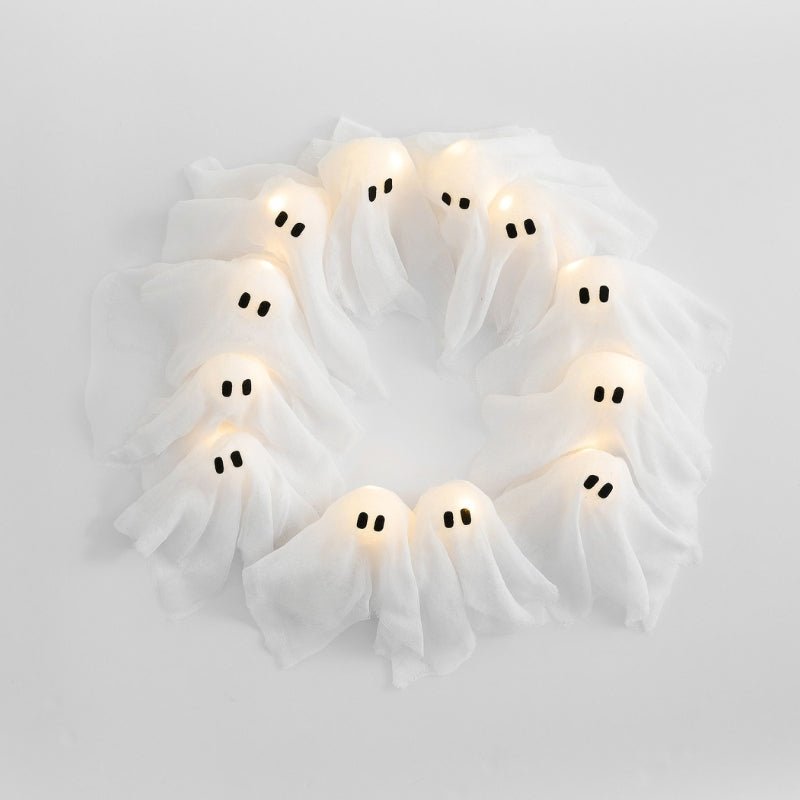 Lisslune | SPOOKGLOW – LED Ghost Wreath with 12 Illuminated Spirits
