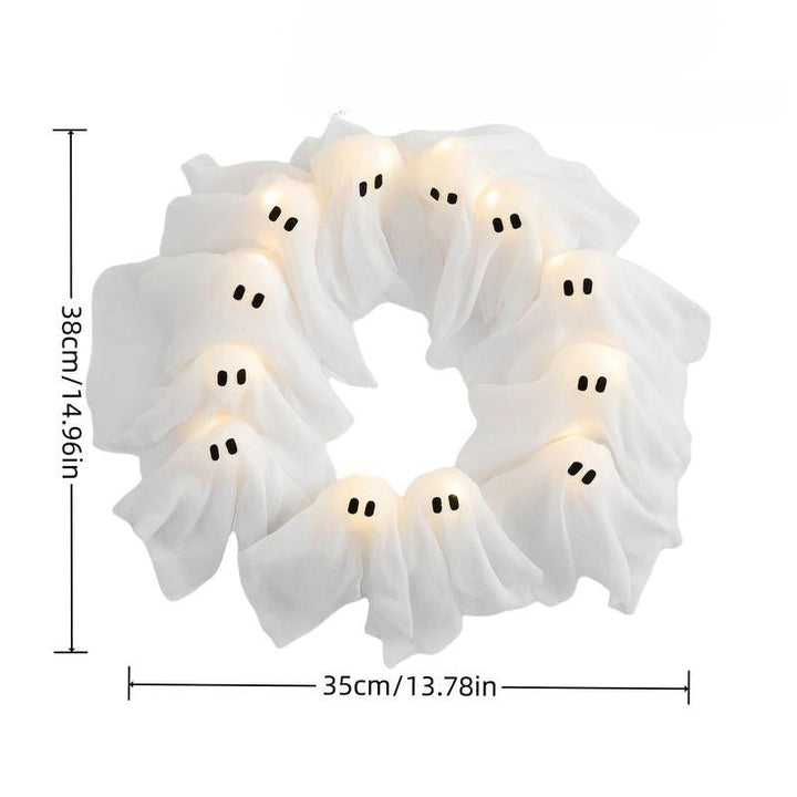 Lisslune | SPOOKGLOW – LED Ghost Wreath with 12 Illuminated Spirits