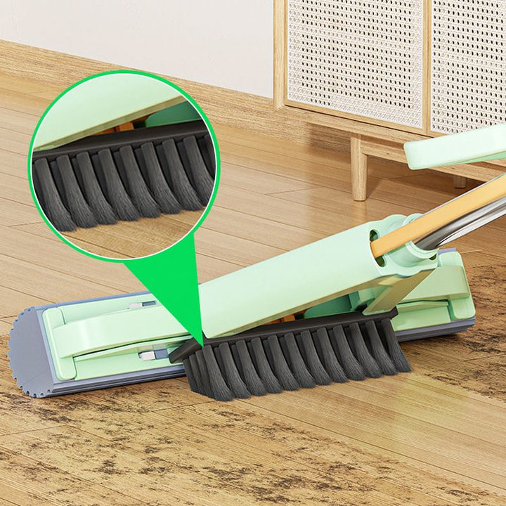 Lisslune | Absorbent Folding Squeeze Sponge Mop with Brush