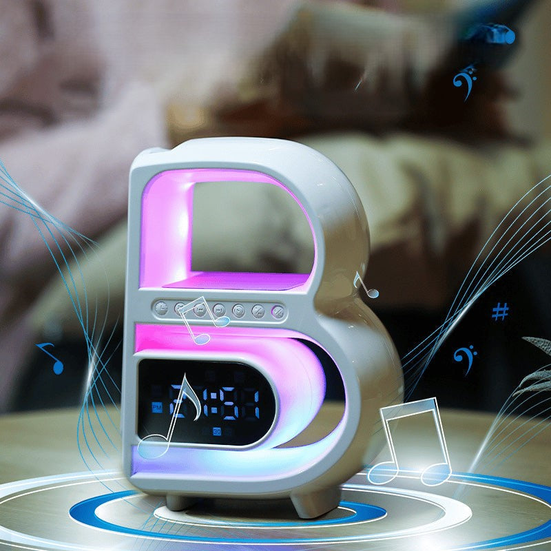 Lisslune | BrightB - LED letter lamp B with clock and shelf