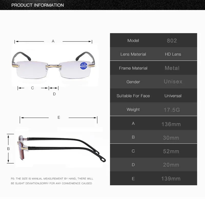 Lisslune | High Hardness Anti-Blue Progressive Distance and Near Range Dual-Use Reading Glasses