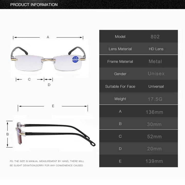 Lisslune | High Hardness Anti-Blue Progressive Distance and Near Range Dual-Use Reading Glasses