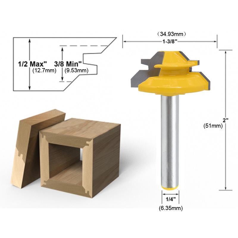 Lisslune | WoodCarver | 45° Miter Bit for Perfect Wood Joints