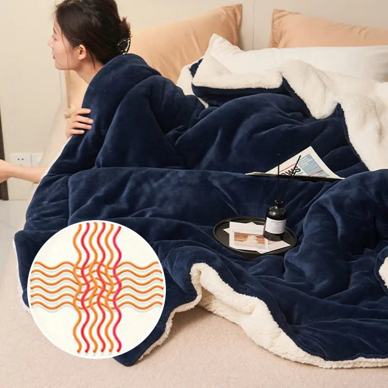 Lisslune | HugLuxe Reversible Blanket – Velvet & Lambswool for All Seasons