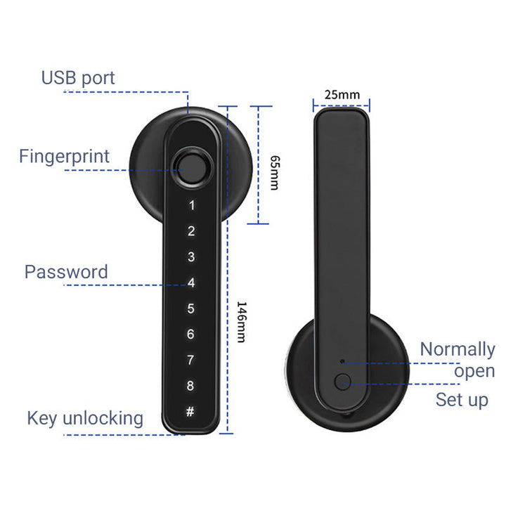 Lisslune | Fingerprint Smart door lock handle with Bluetooth APP control