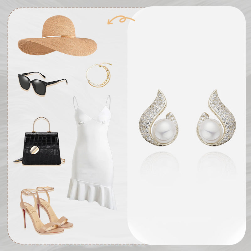 Lisslune | Elegant earrings with pearl imitation and rhinestone