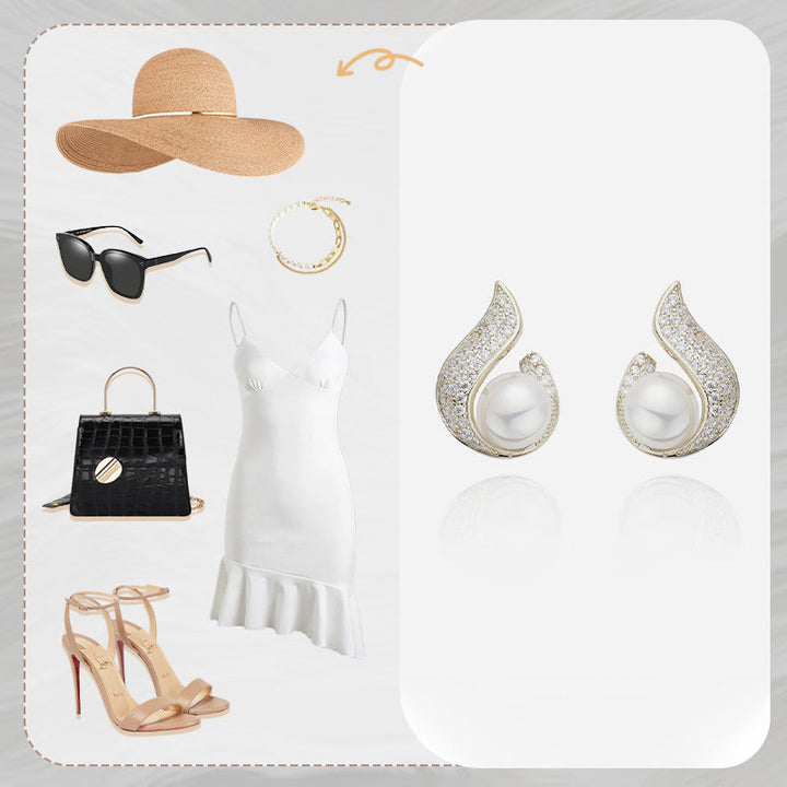 Lisslune | Elegant earrings with pearl imitation and rhinestone
