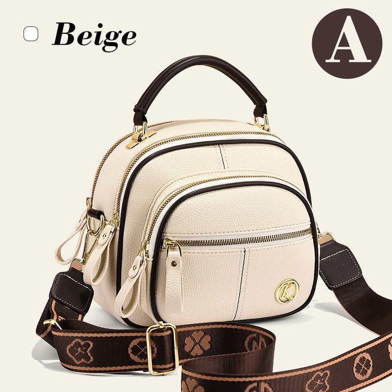 Lisslune | Classic multi-room adjustable wide strap PU leather crossbody bag