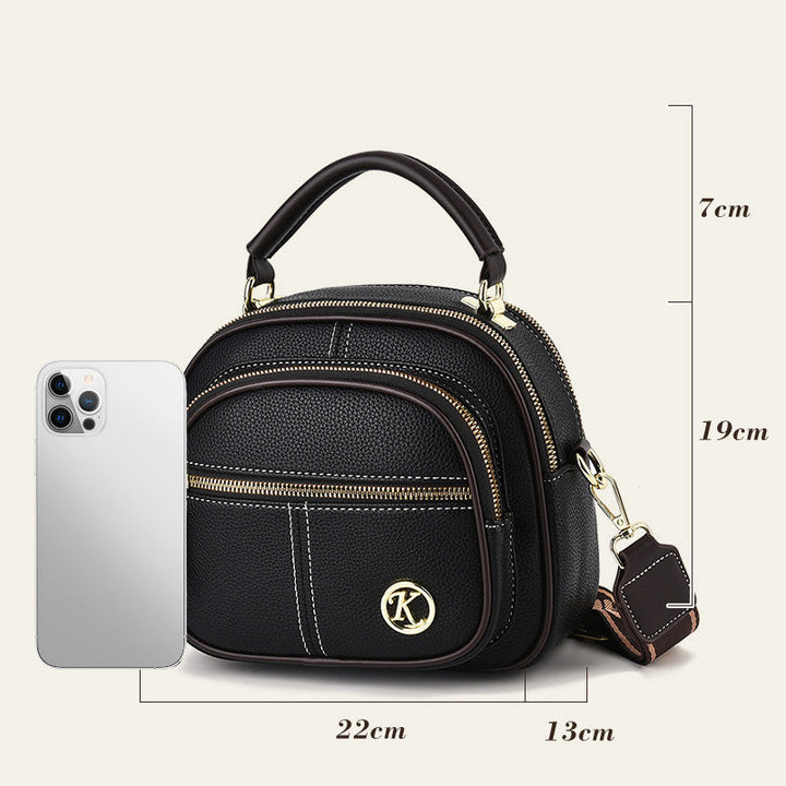 Lisslune | Classic multi-room adjustable wide strap PU leather crossbody bag