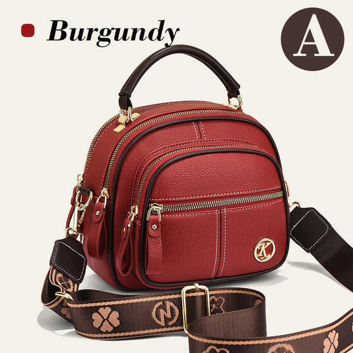 Lisslune | Classic multi-room adjustable wide strap PU leather crossbody bag
