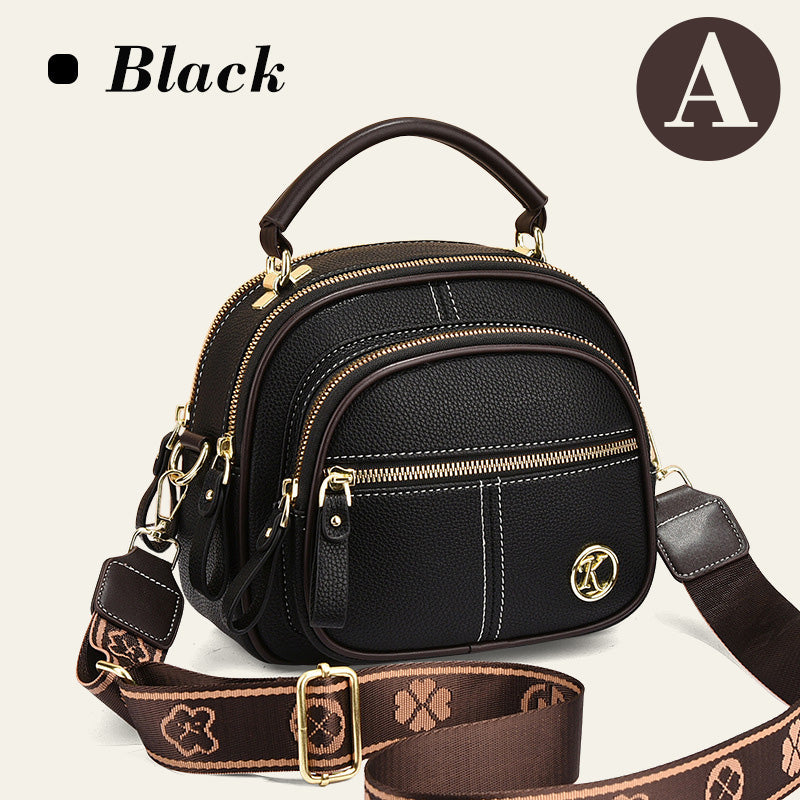 Lisslune | Classic multi-room adjustable wide strap PU leather crossbody bag