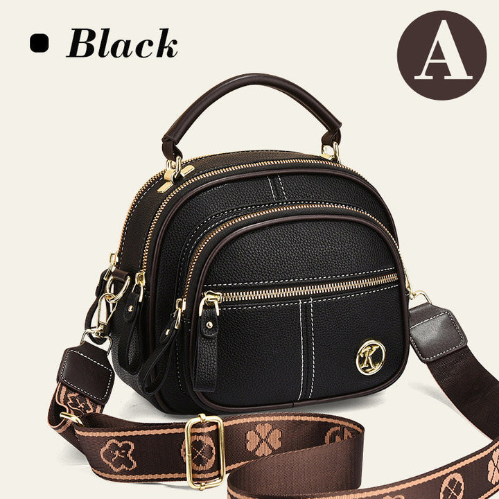 Lisslune | Classic multi-room adjustable wide strap PU leather crossbody bag