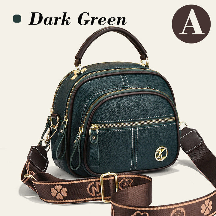 Lisslune | Classic multi-room adjustable wide strap PU leather crossbody bag