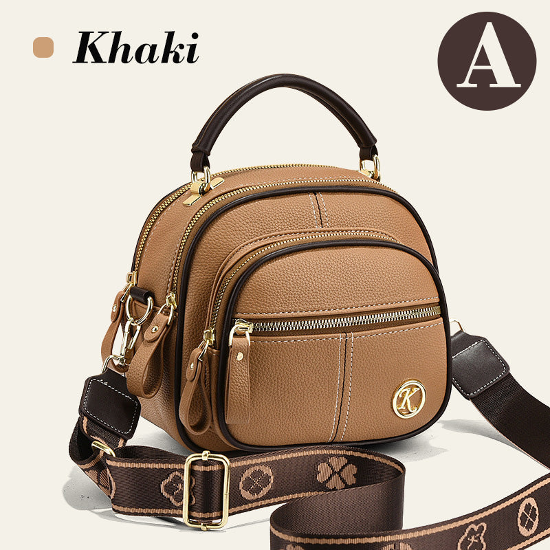 Lisslune | Classic multi-room adjustable wide strap PU leather crossbody bag