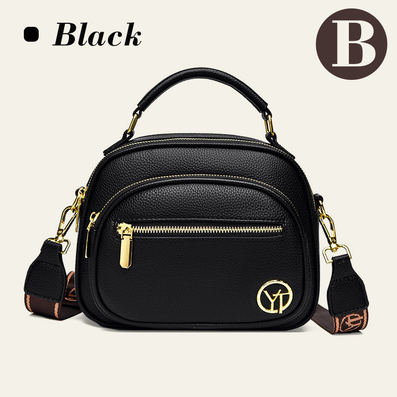 Lisslune | Classic multi-room adjustable wide strap PU leather crossbody bag