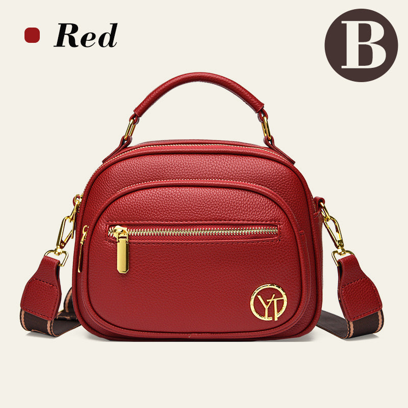 Lisslune | Classic multi-room adjustable wide strap PU leather crossbody bag