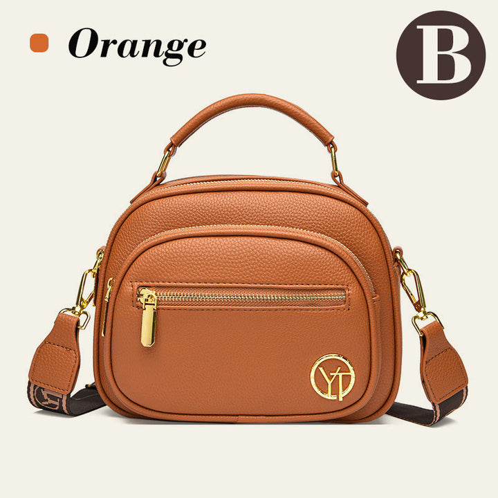Lisslune | Classic multi-room adjustable wide strap PU leather crossbody bag
