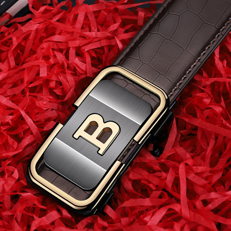 Lisslune | Men's belt with crocodile pattern and automatic buckle