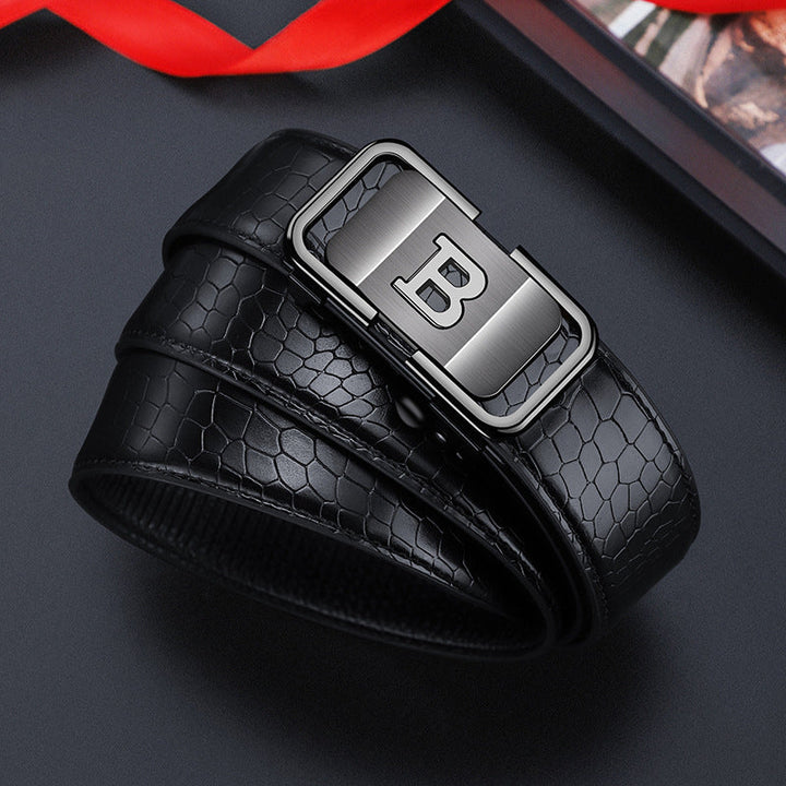 Lisslune | Men's belt with crocodile pattern and automatic buckle