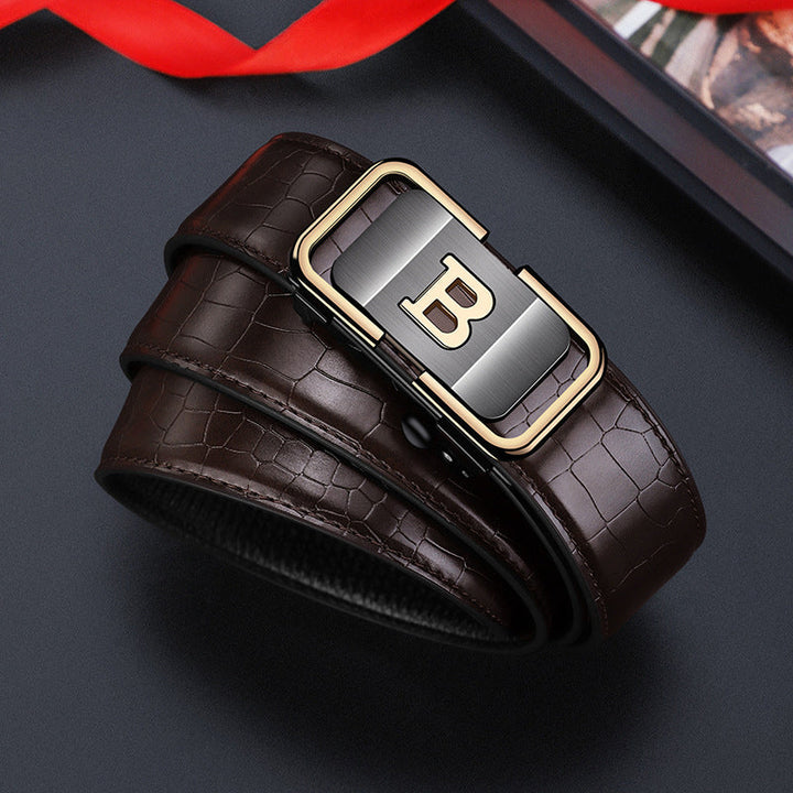 Lisslune | Men's belt with crocodile pattern and automatic buckle