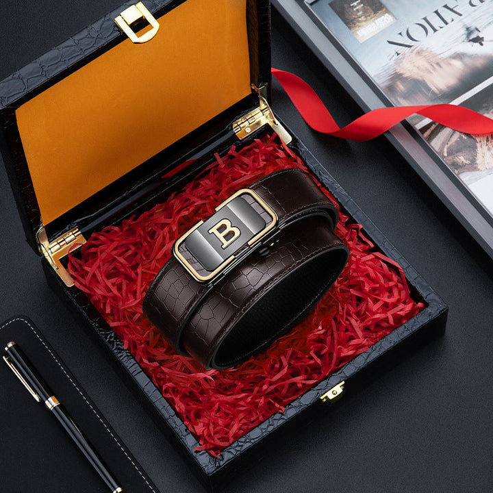 Lisslune | Men's belt with crocodile pattern and automatic buckle