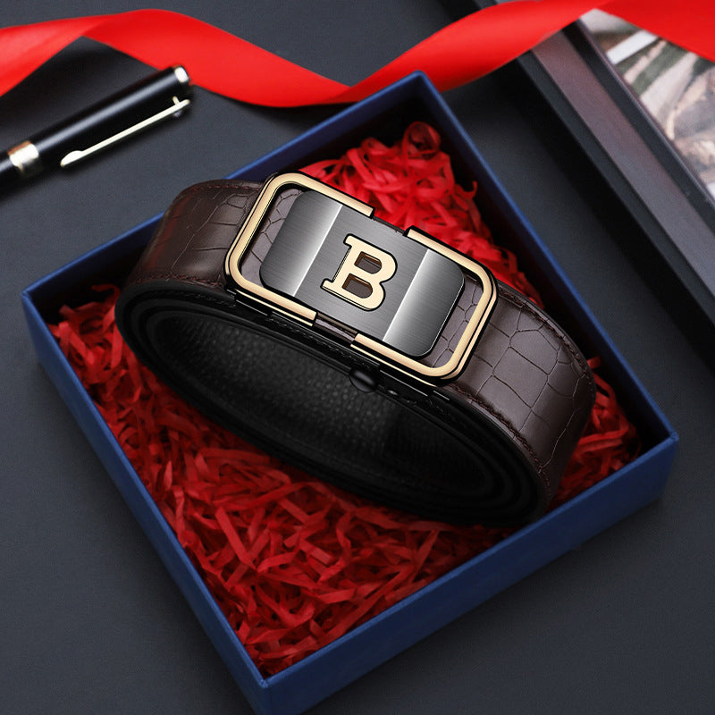 Lisslune | Men's belt with crocodile pattern and automatic buckle