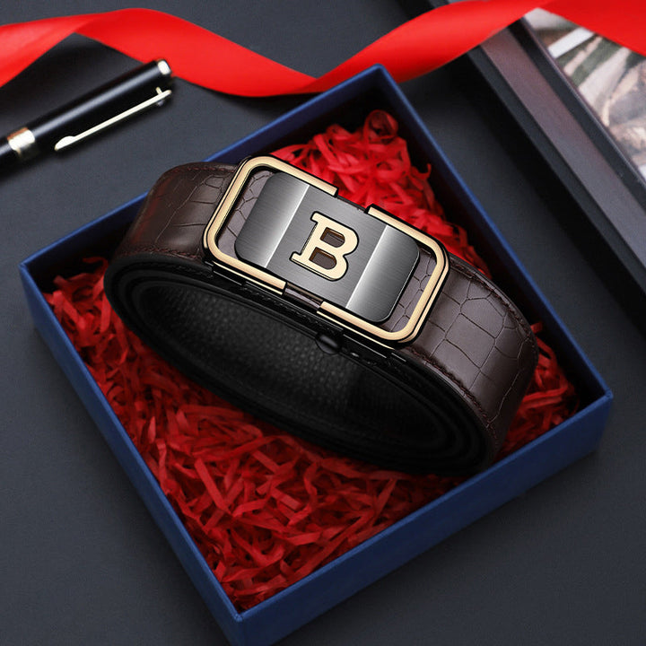 Lisslune | Men's belt with crocodile pattern and automatic buckle