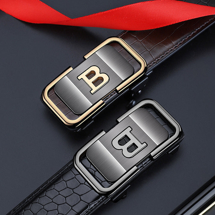 Lisslune | Men's belt with crocodile pattern and automatic buckle