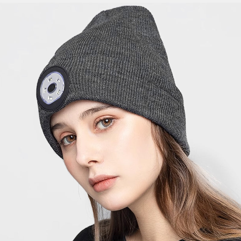 Lisslune | LED Headlight Removable Bluetooth Headset Knitted Beanie