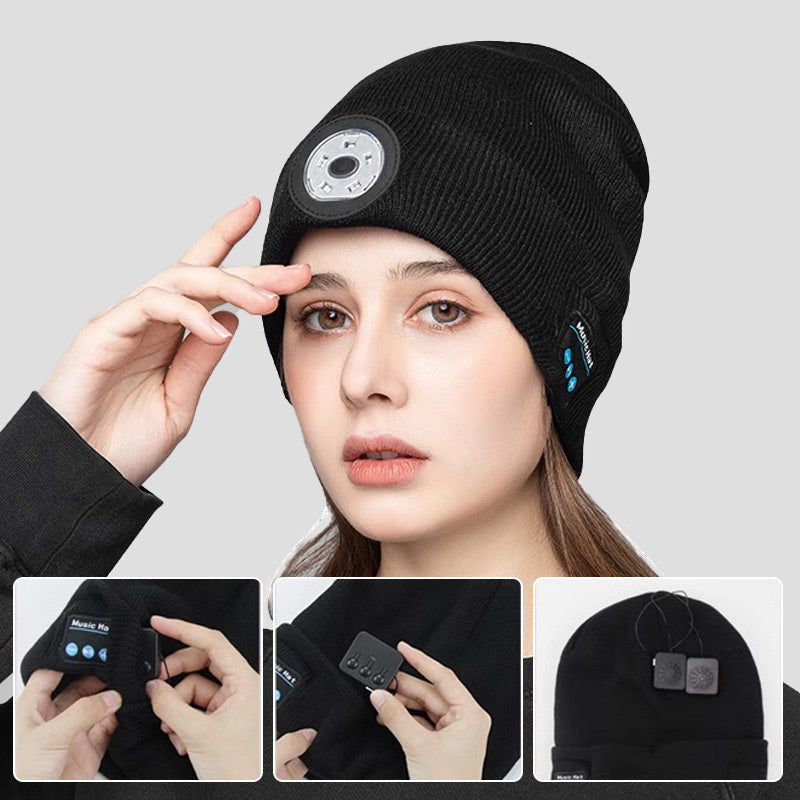Lisslune | LED Headlight Removable Bluetooth Headset Knitted Beanie