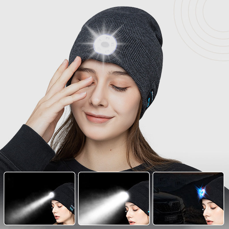 Lisslune | LED Headlight Removable Bluetooth Headset Knitted Beanie