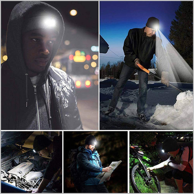 Lisslune | LED Headlight Removable Bluetooth Headset Knitted Beanie