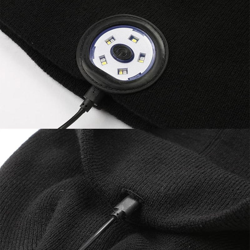 Lisslune | LED Headlight Removable Bluetooth Headset Knitted Beanie
