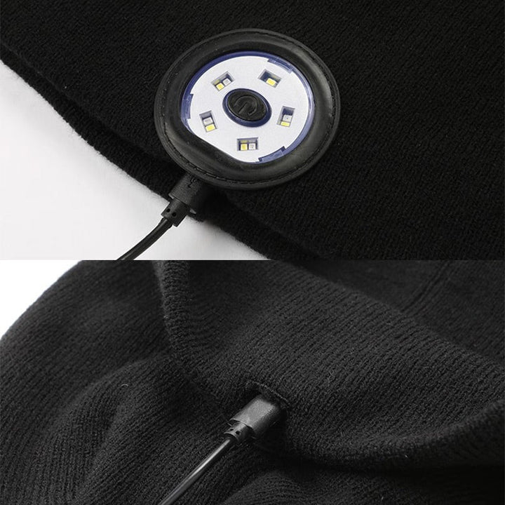 Lisslune | LED Headlight Removable Bluetooth Headset Knitted Beanie