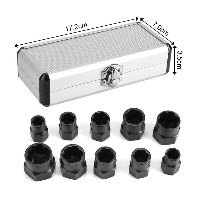 Lisslune | 10 pcs. set with screw extractor for damaged screws