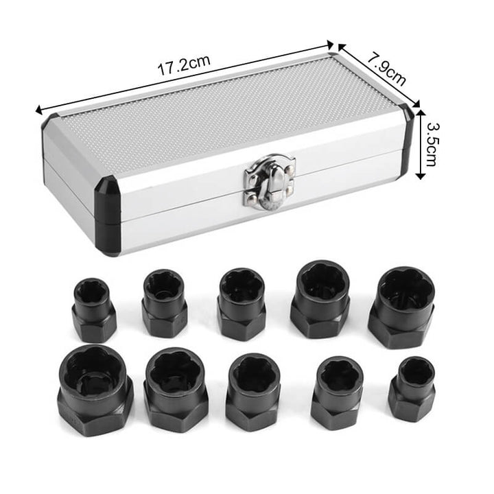 Lisslune | 10 pcs. set with screw extractor for damaged screws
