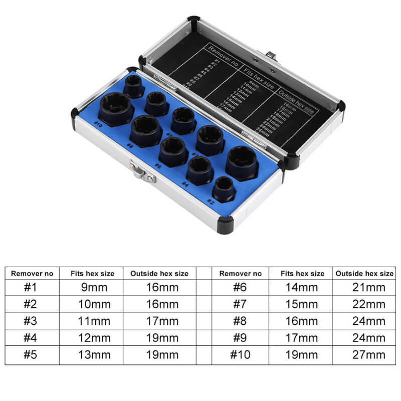Lisslune | 10 pcs. set with screw extractor for damaged screws
