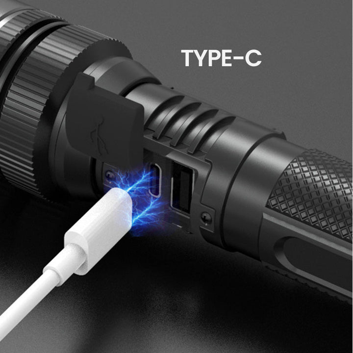 Lisslune | Flashlight Laser White With Zoom, External Battery And Digital Display