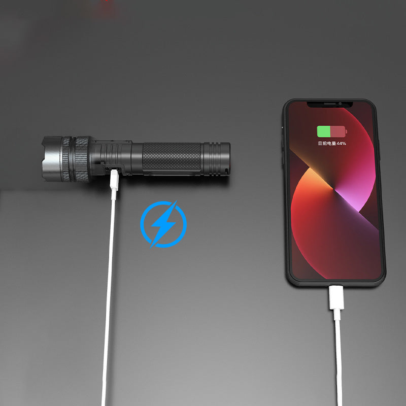 Lisslune | Flashlight Laser White With Zoom, External Battery And Digital Display