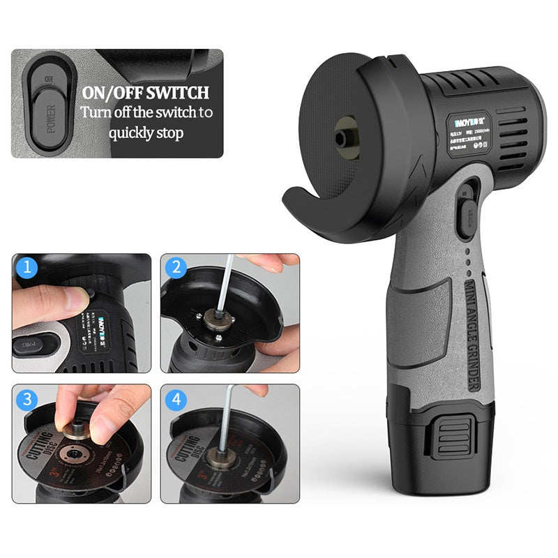 Lisslune | 12V Mini Angle Grinder with Cutting Disc