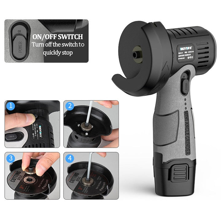 Lisslune | 12V Mini Angle Grinder with Cutting Disc