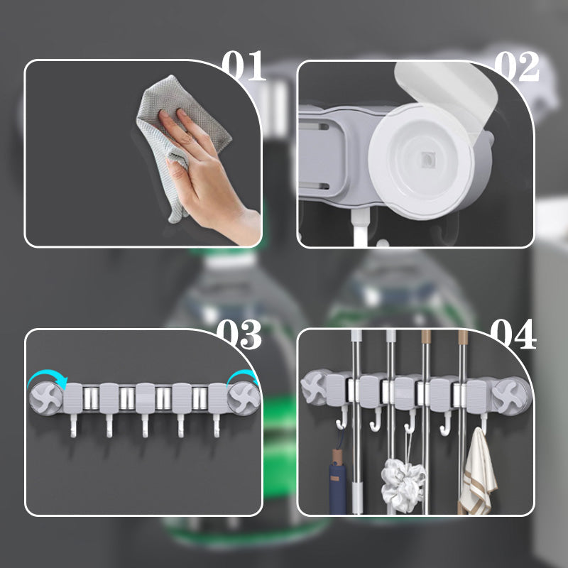 Lisslune | Bore-free suction cup mop holder for the bathroom