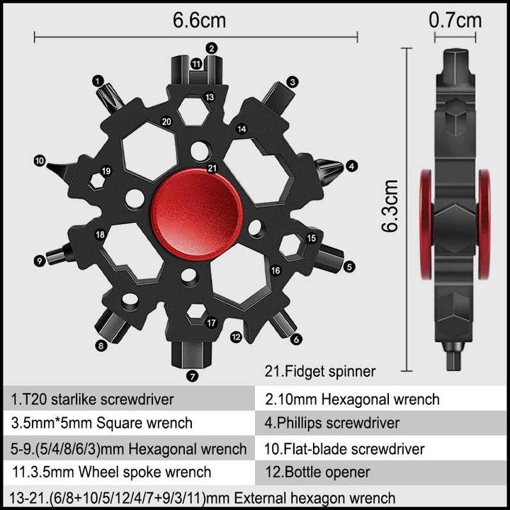 Lisslune | Multifunctional snowflake key with fingertip gyro