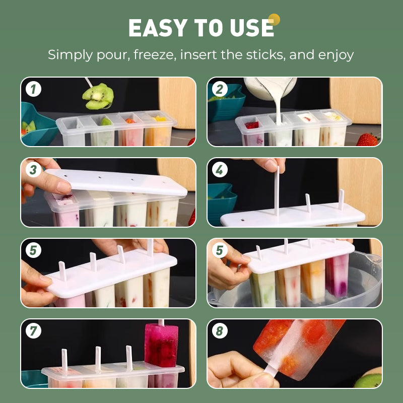 Lisslune | Ice pop mold with 4 cavities, lid and sticks