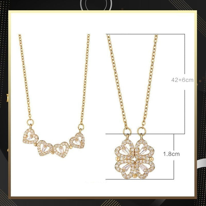 Lisslune | Heart-shaped necklace with four leaves