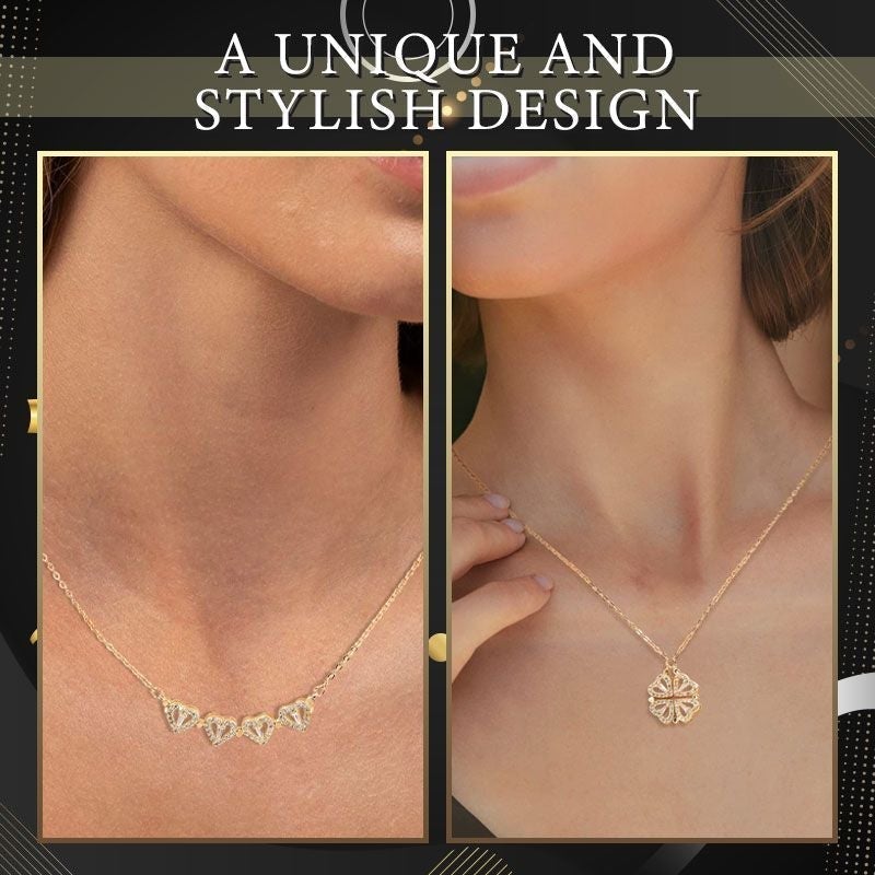 Lisslune | Heart-shaped necklace with four leaves