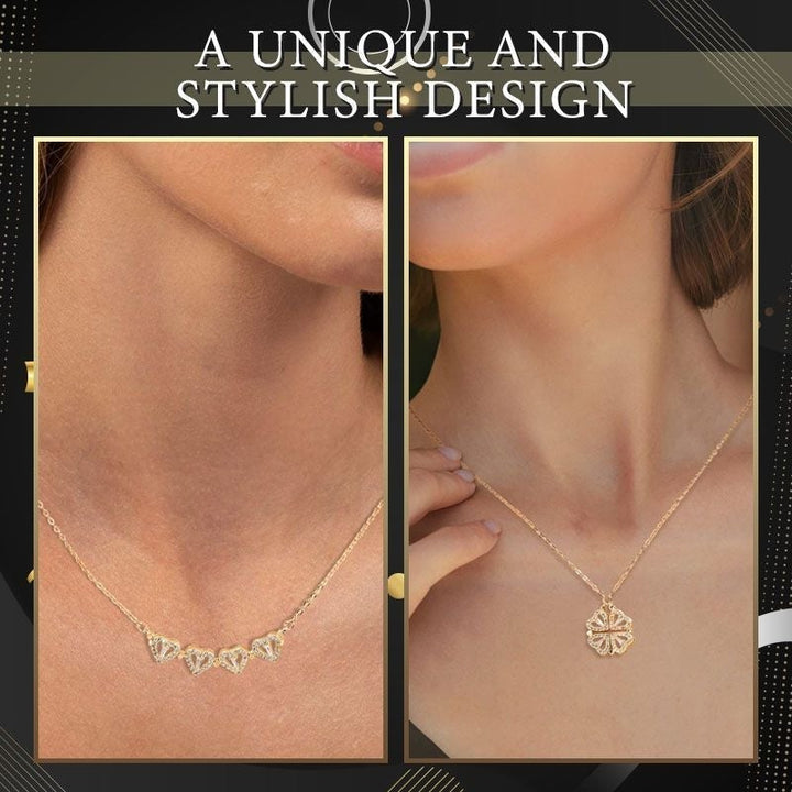 Lisslune | Heart-shaped necklace with four leaves